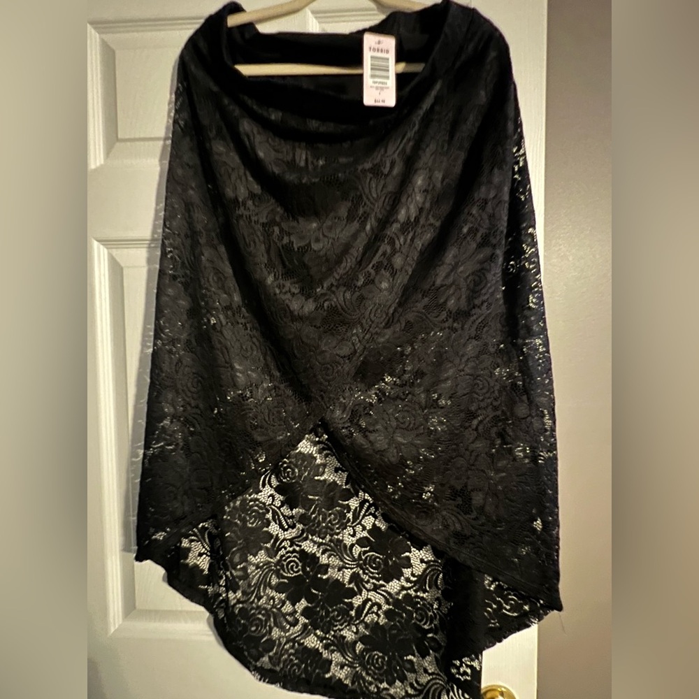 Torrid Black Asymmetrical Lace Skirt